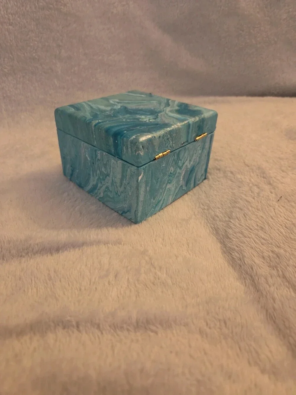 Gemini Moon Square Wooden Jewelry Box Handmade